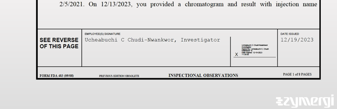 Ucheabuchi C. Chudi-Nwankwor FDA Investigator
