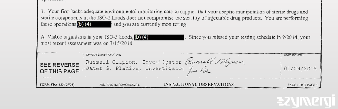 Russell J. Glapion FDA Investigator James G. Flahive FDA Investigator 