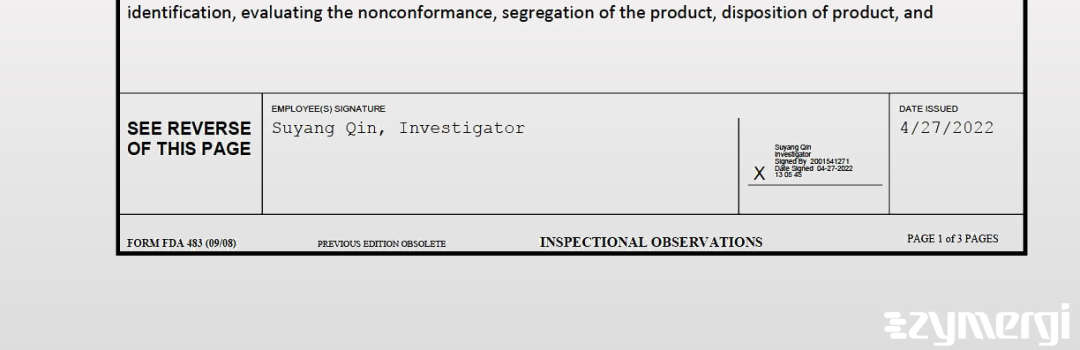 Suyang Qin FDA Investigator 