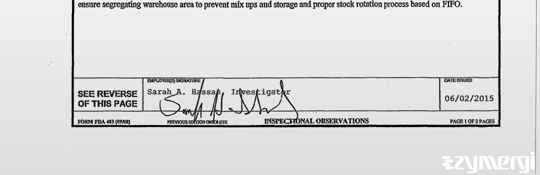 Sarah A. Hassas FDA Investigator