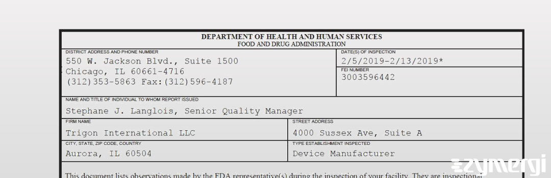 FDANews 483 Trigon International LLC Feb 13 2019 top