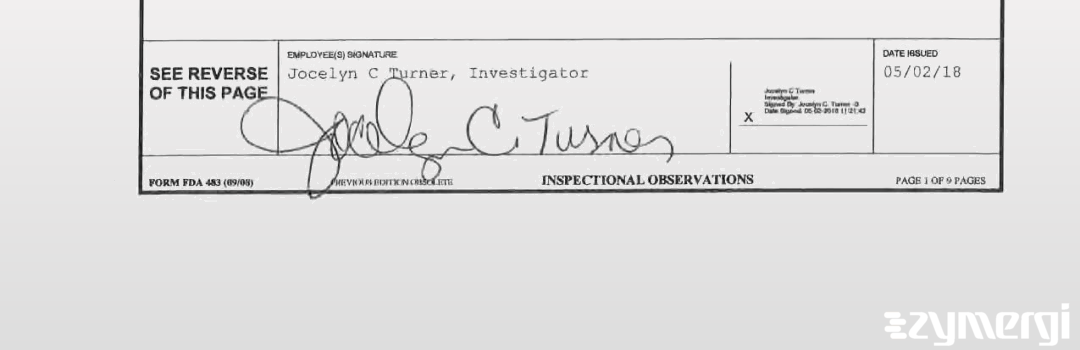 Jocelyn C. Turner FDA Investigator Sean T. Creighton FDA Investigator 