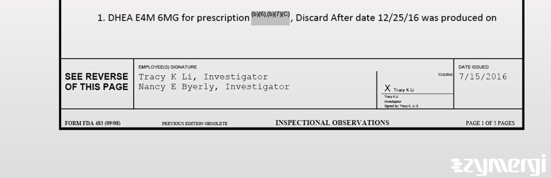 Tracy K. Li FDA Investigator Nancy E. Byerly FDA Investigator 