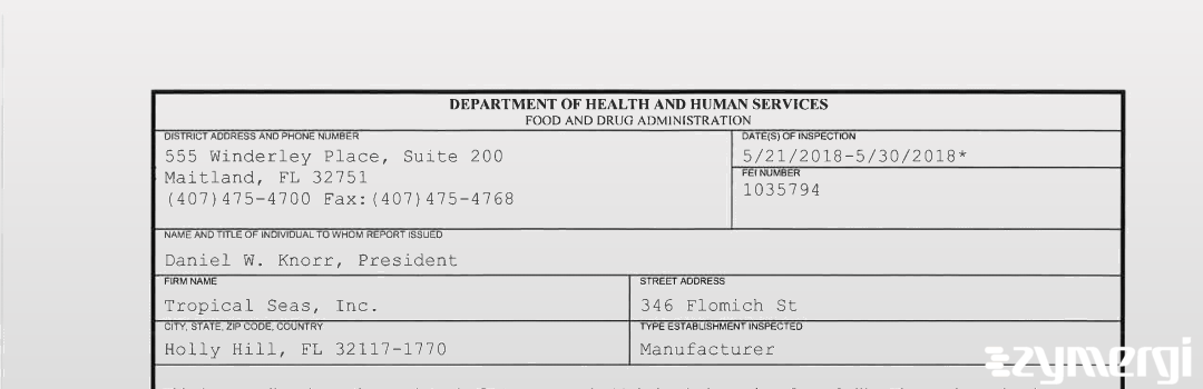 FDANews 483 Tropical Seas, Inc. May 30 2018 top