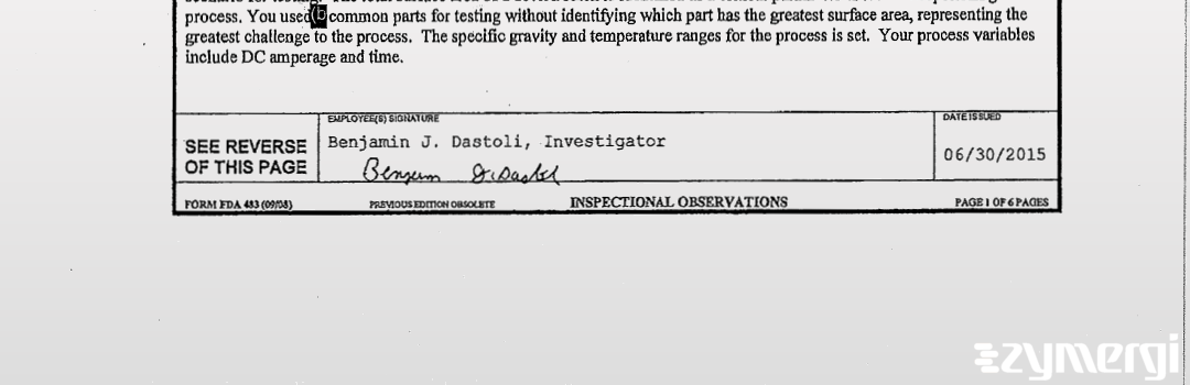 Benjamin J. Dastoli FDA Investigator