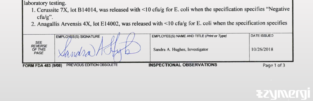 Sandra A. Boyd FDA Investigator Sandra A. Hughes FDA Investigator 