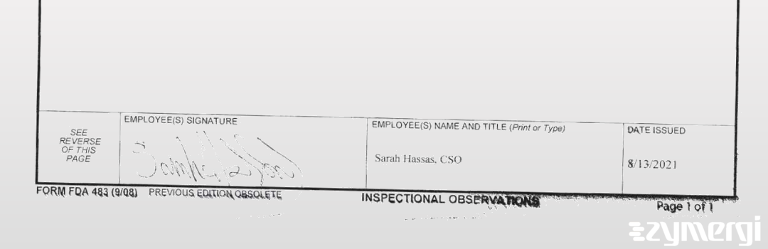 Sarah A. Hassas FDA Investigator