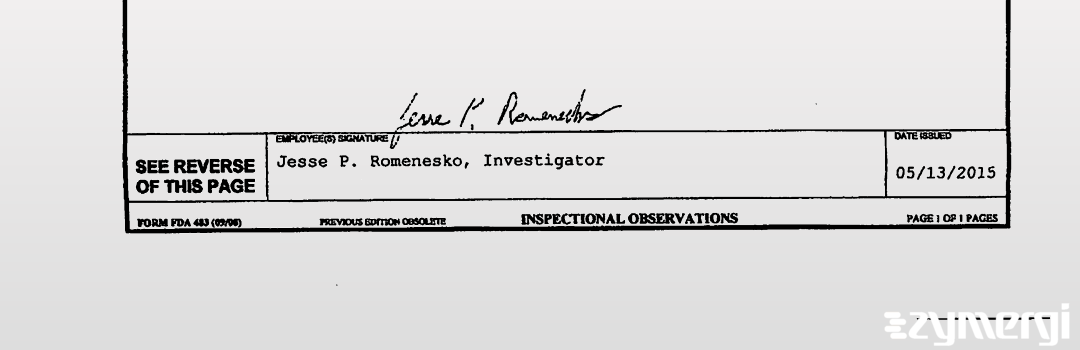 Jesse P. Romenesko FDA Investigator 