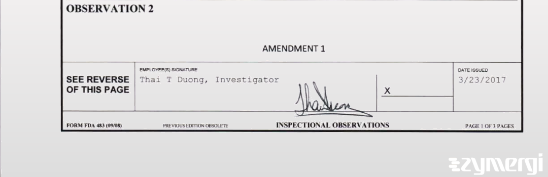 Thai T. Duong FDA Investigator