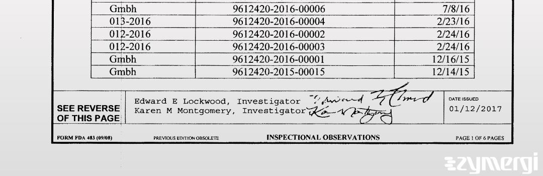 Karen M. Montgomery FDA Investigator Edward E. Lockwood FDA Investigator 