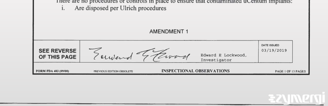 Edward E. Lockwood FDA Investigator Ana Paula Sandee FDA Investigator Sandee, Ana Paula P FDA Investigator