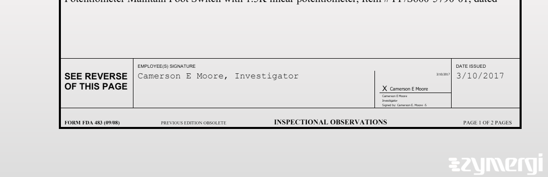 Camerson E. Moore FDA Investigator 