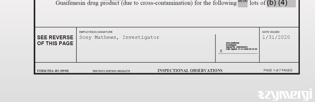 Sony Mathews FDA Investigator 