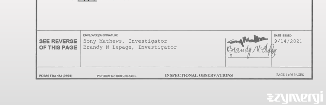 Brandy N. Lepage FDA Investigator Sony Mathews FDA Investigator