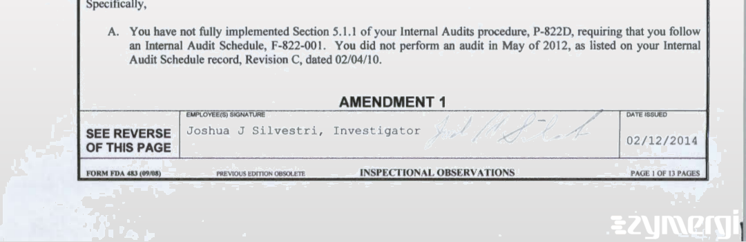 Joshua J. Silvestri FDA Investigator 