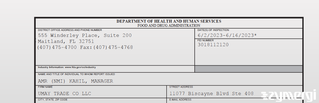 FDANews 483 UMAY TRADE CO LLC Jun 16 2023 top