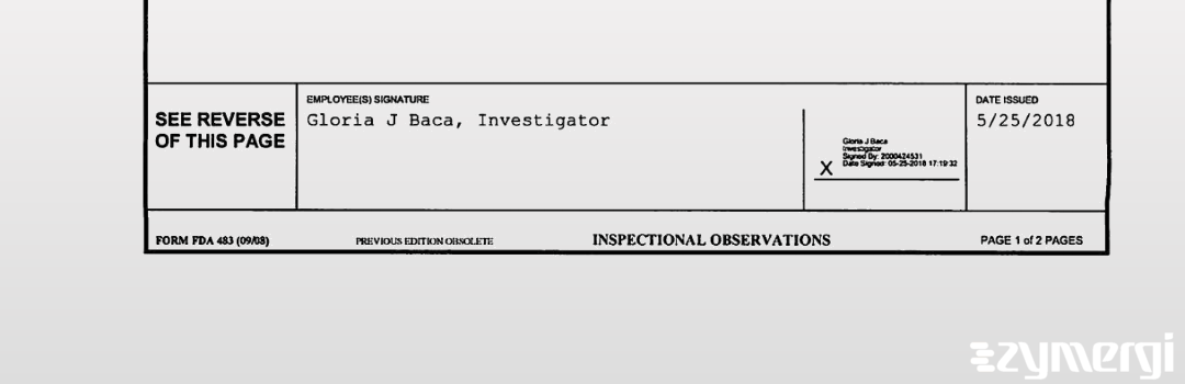 Gloria J. Baca FDA Investigator