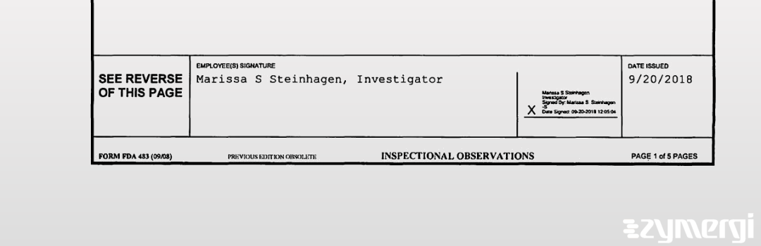 Marissa S. Steinhagen FDA Investigator 