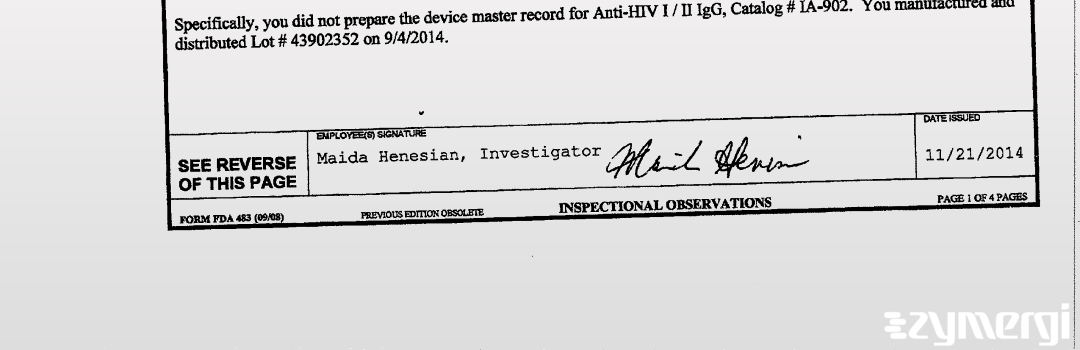 Maida Henesian FDA Investigator