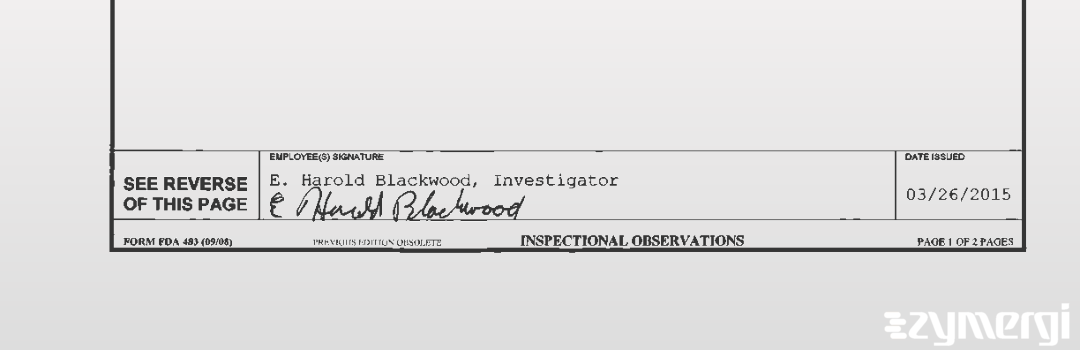 Ernest H. Blackwood FDA Investigator 