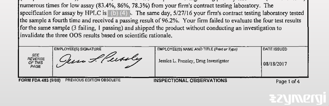 Jessica L. Pressley FDA Investigator