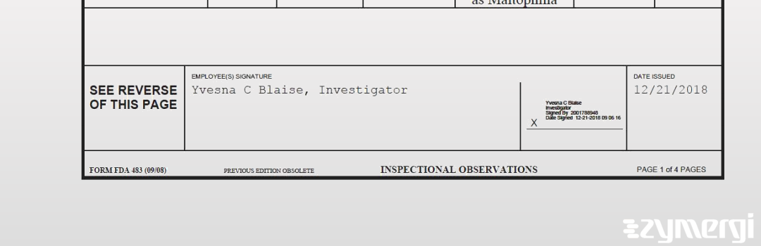 Yvesna C. Blaise FDA Investigator