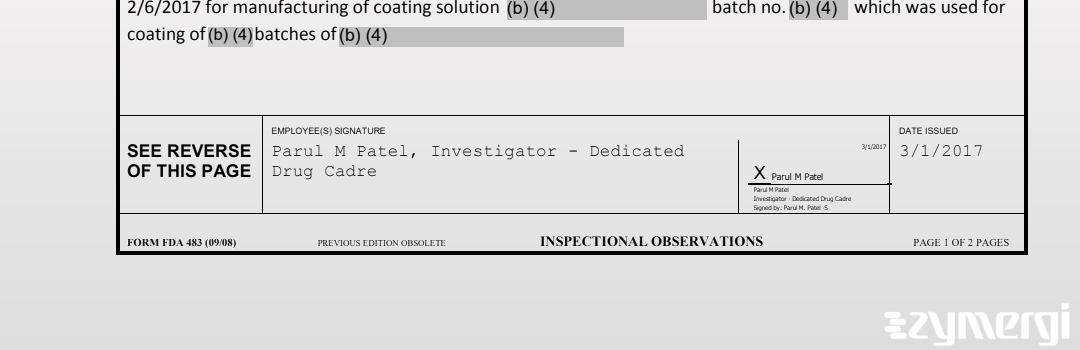 Parul M. Patel FDA Investigator