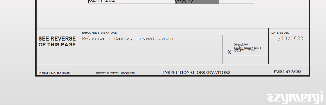 Rebecca T. Davis FDA Investigator