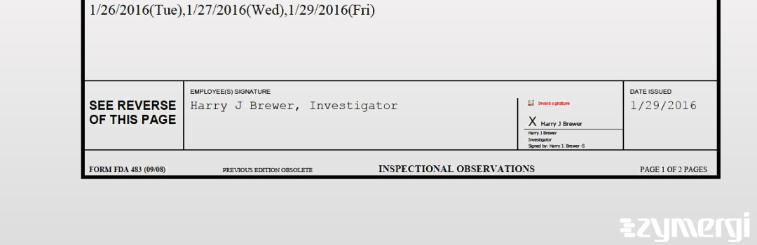 Harry J. Brewer FDA Investigator