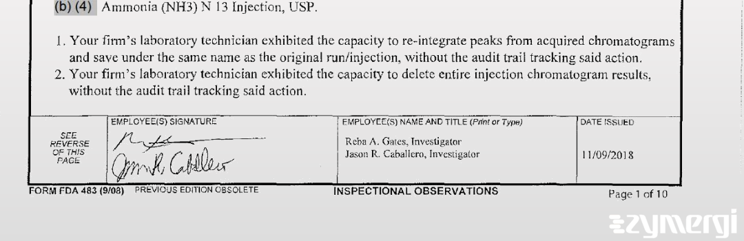 Jason R. Caballero FDA Investigator Reba A. Gates FDA Investigator 