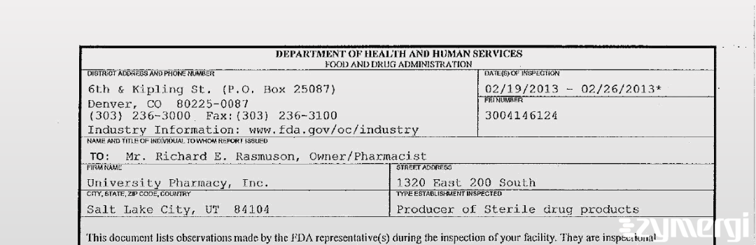 FDANews 483 University Pharmacy, Inc. Feb 26 2013 top