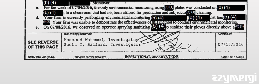 Scott T. Ballard FDA Investigator Massoud Motamed FDA Investigator 