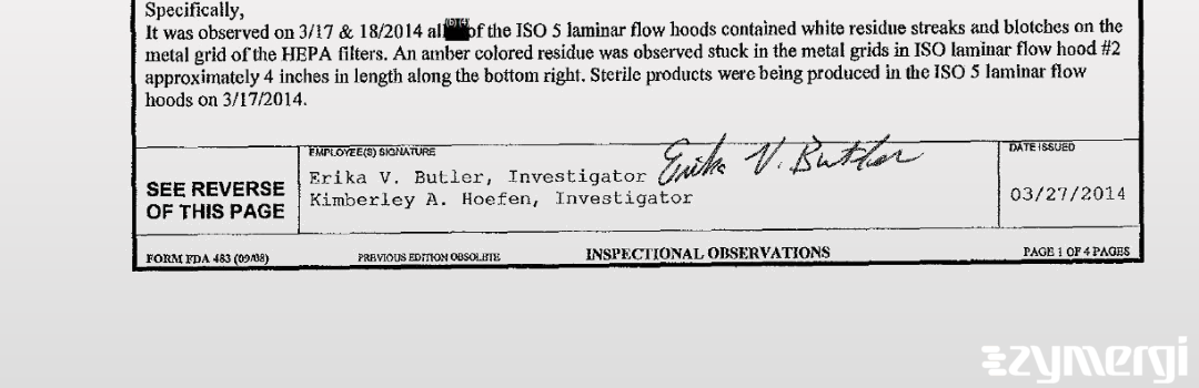 Erika V. Butler FDA Investigator Kimberley A. Hoefen FDA Investigator 