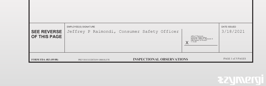 Jeffrey P. Raimondi FDA Investigator 