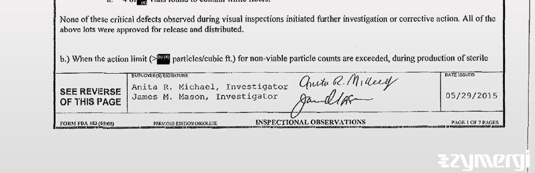 James M. Mason FDA Investigator Anita R. Michael FDA Investigator 