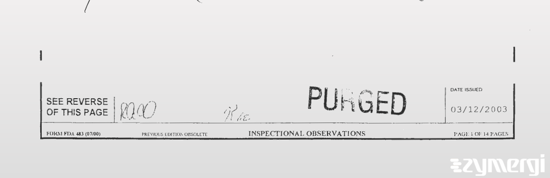 Ginger M. Sykes FDA Investigator Marion W. Nadeau FDA Investigator Karen A. Coleman FDA Investigator Ricki A. Chase FDA Investigator Blake R. Jensen FDA Investigator Larry Gehring FDA Investigator Richard W. Clark FDA Investigator 