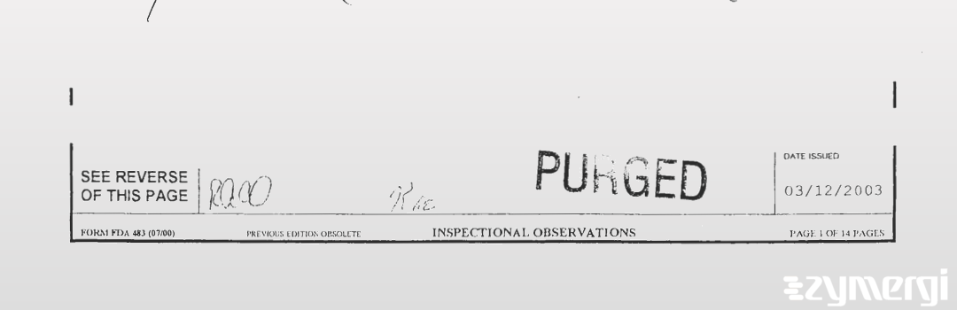 Ginger M. Sykes FDA Investigator Marion W. Nadeau FDA Investigator Karen A. Coleman FDA Investigator Ricki A. Chase FDA Investigator Blake R. Jensen FDA Investigator Larry Gehring FDA Investigator Richard W. Clark FDA Investigator