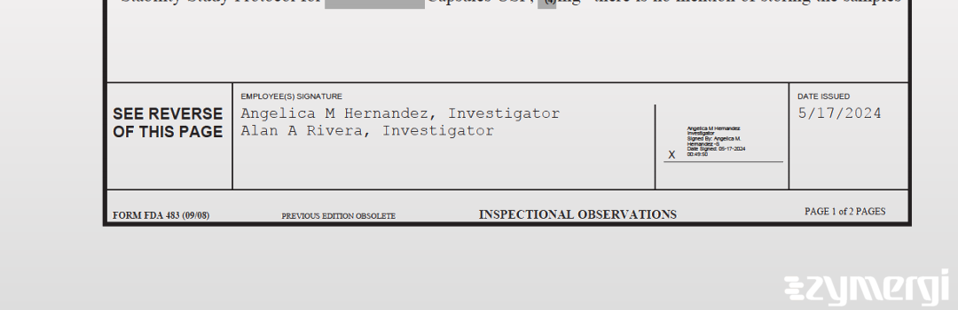 Angelica M. Hernandez FDA Investigator Alan A. Rivera FDA Investigator 