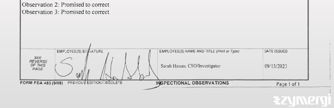 Sarah A. Hassas FDA Investigator 