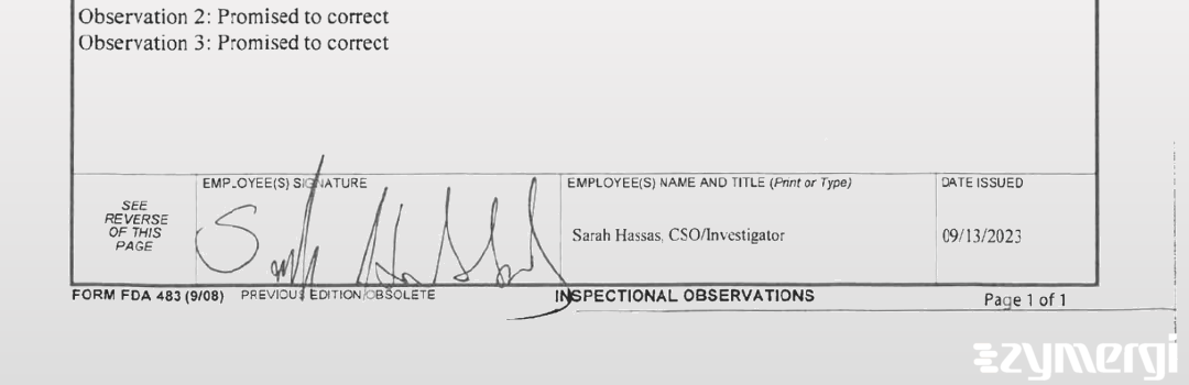 Sarah A. Hassas FDA Investigator