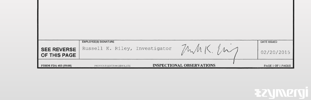 Russell K. Riley FDA Investigator 