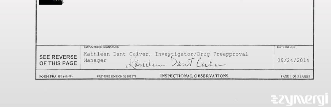 Kathleen D. Culver FDA Investigator