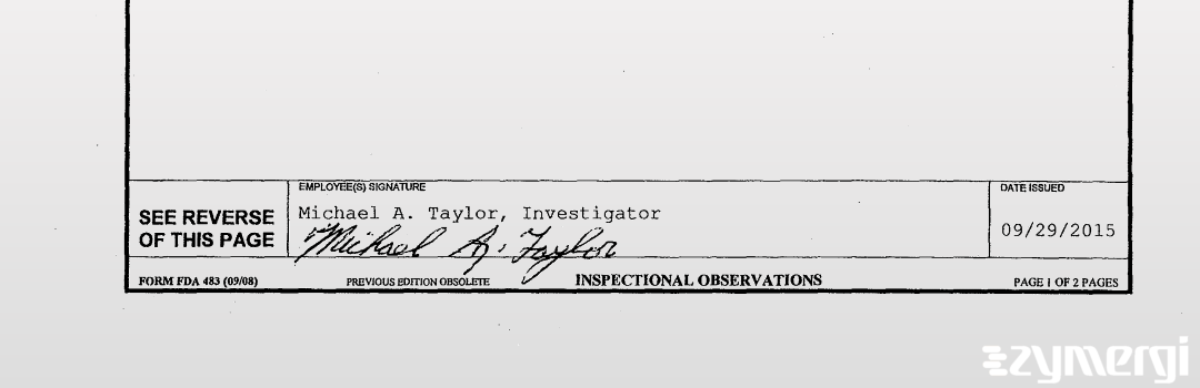 Michael A. Taylor FDA Investigator