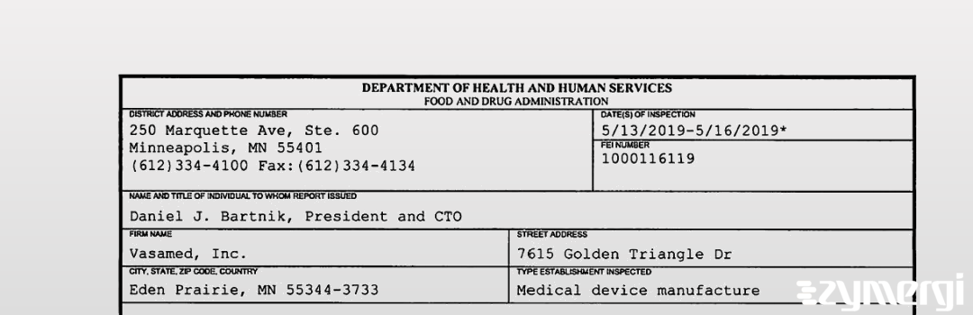 FDANews 483 Vasamed, Inc. May 16 2019 top