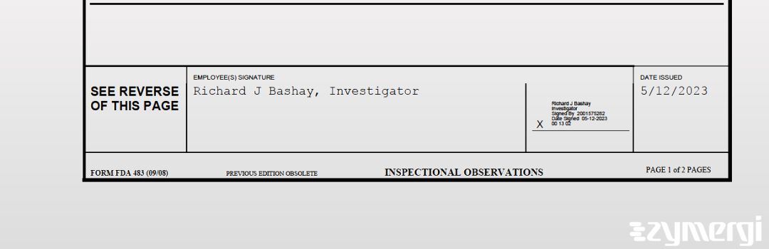 Richard J. Bashay FDA Investigator 