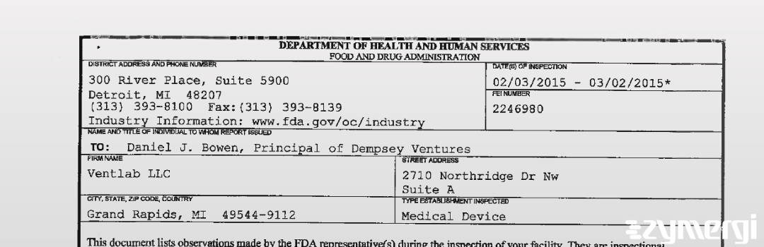 FDANews 483 Ventlab LLC Mar 2 2015 top