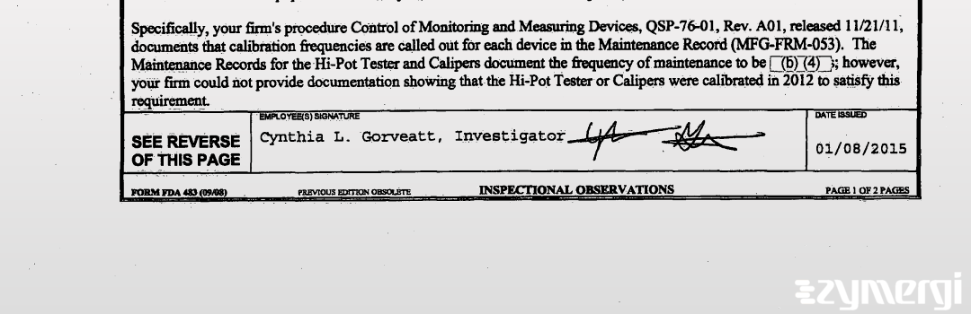 Cynthia L. Gorveatt FDA Investigator 