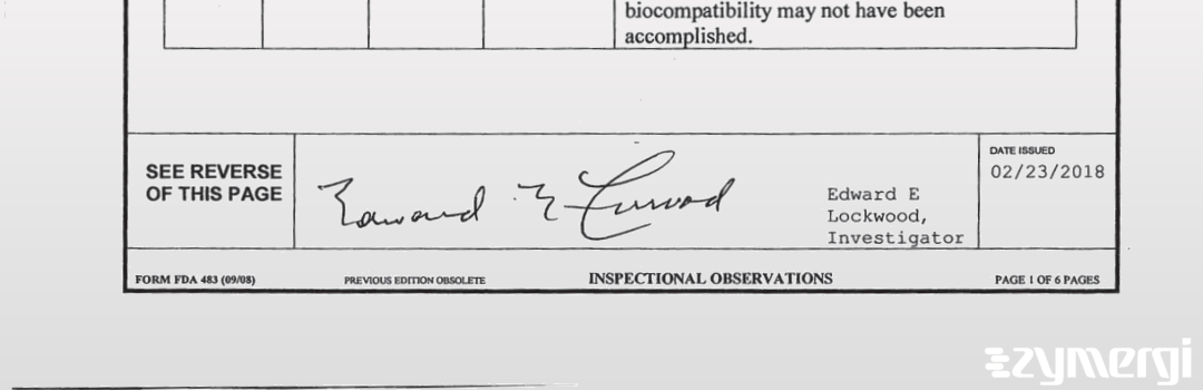 Edward E. Lockwood FDA Investigator