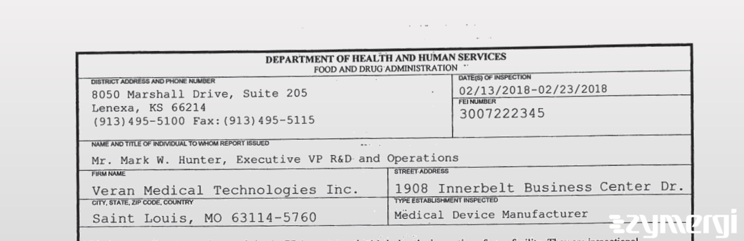 FDANews 483 Veran Medical Technologies Inc Feb 23 2018 top