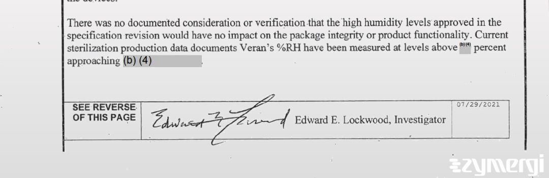 Edward E. Lockwood FDA Investigator Mary L. Schuckmann FDA Investigator 